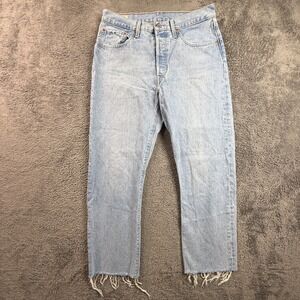 Levi's Premium 501 Big E Jeans Womens 31x26 Cropped Raw Hem Button Fly Denim